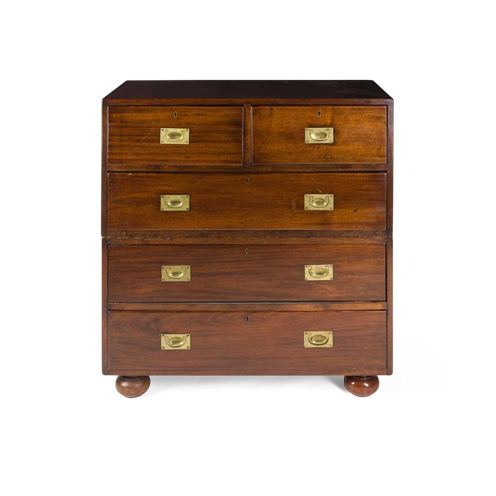 TEAK CAMPAIGN CHEST OF DRAWERS
19TH