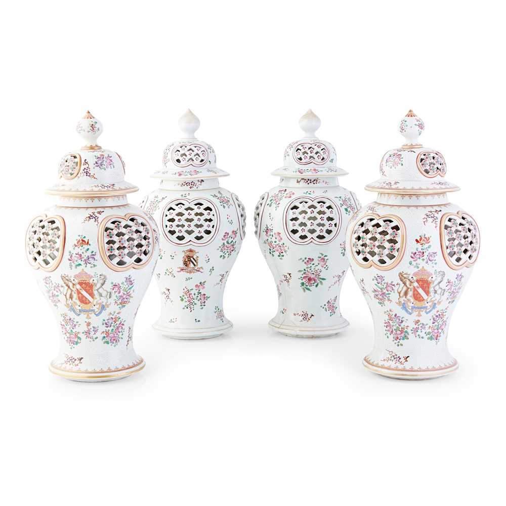 TWO PAIRS OF SAMSON ARMORIAL DOUBLE-WALLED