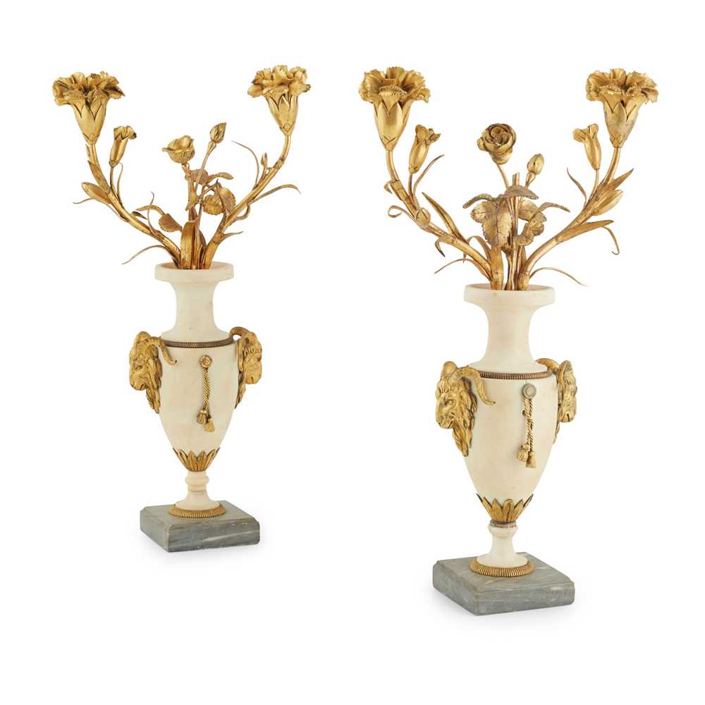 PAIR OF LOUIS XVI ORMOLU AND MARBLE