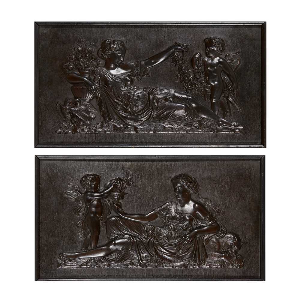 PAIR OF CLASSICAL BRONZE RELIEF 36fe85