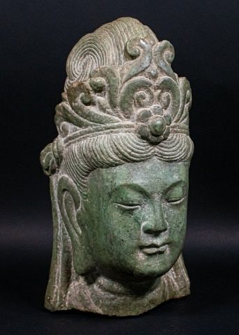 CHINESE CARVED HARDSTONE BODHISATTVA