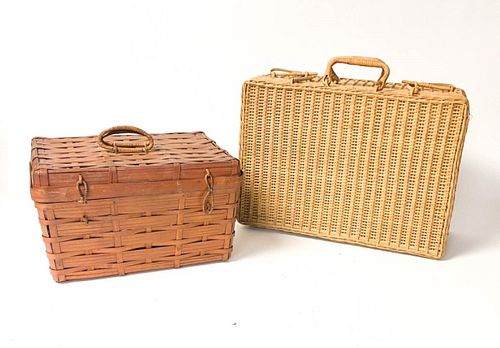 2 WOOD WOVEN BAGS WITH HANDLE2 36ff71