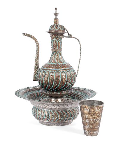 AN UNUSUAL ISLAMIC IBRIK, BASIN AND