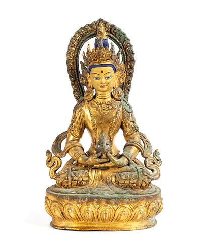 GILT BRONZE FIGURE OF AMITAYUSGILT