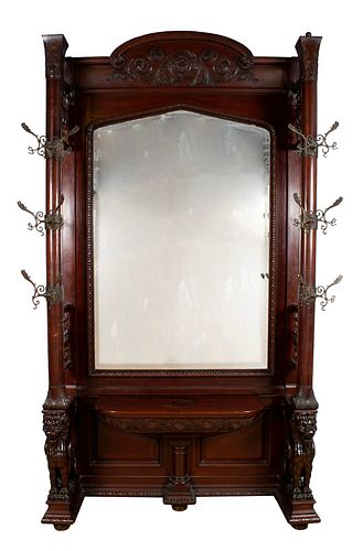 LARGE MAHOGANY HALL MIRROR IN THE