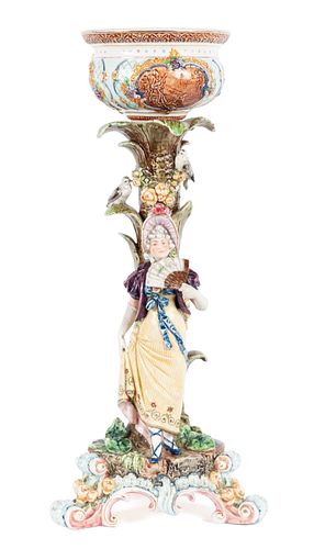 FIGURAL MAJOLICA CENTER COMPOTEFIGURAL 3700a0