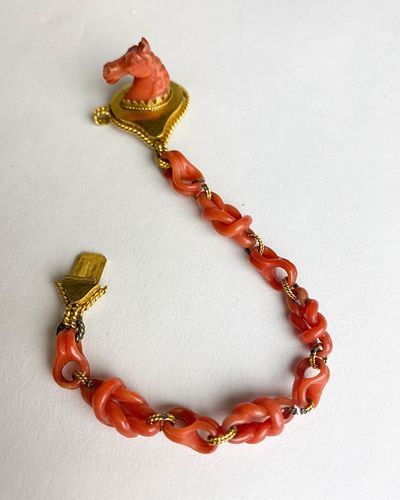 RED CORAL BRACELET WITH CARVED 3700f6