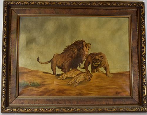 SIGNED A BROSS OIL ON CANVAS LIONSA  370161