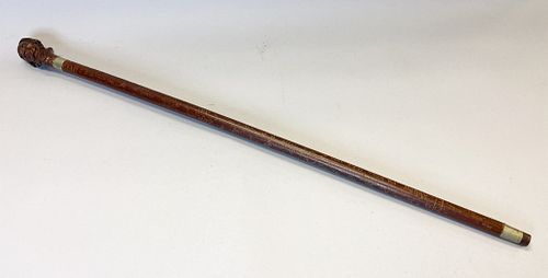 CARVED WOODEN CANE WITH NATIVE 370176