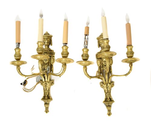 PAIR OF GILT BRONZE SCONCESPair 37017d