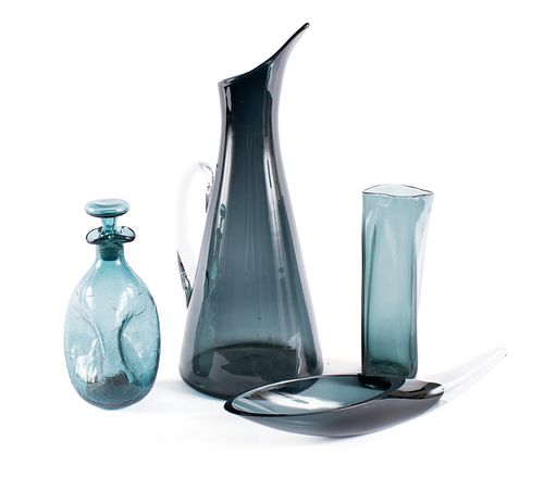 FOUR PIECES OF SMOKED GLASS BLENKOFOUR 3701b8