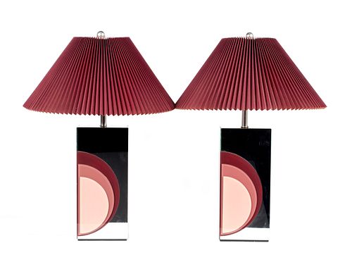 PAIR OF MODERN MIRRORED TABLE LAMPSPAIR