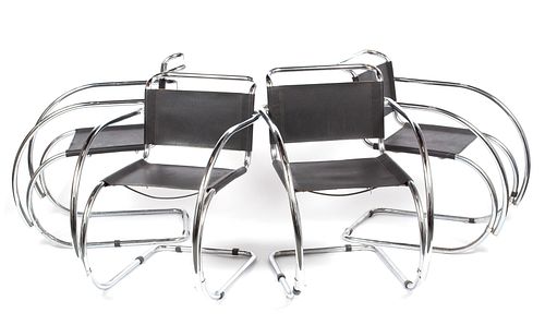 FOUR CHROME ARMCHAIRS IN THE MANNER