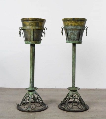 PAIR OF PATINATED METAL CHAMPAGNE