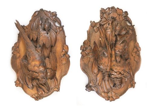 PAIR OF BLACK FOREST CARVED GAME