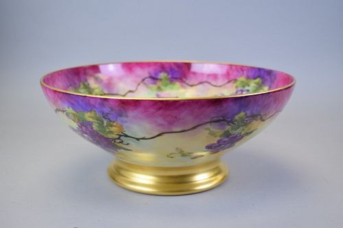 LIMOGES HAND PAINTED FOOTED PUNCH 37033e