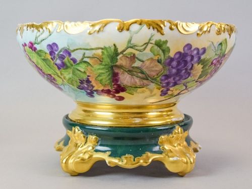 LIMOGES HAND PAINTED PUNCH BOWL 37033f