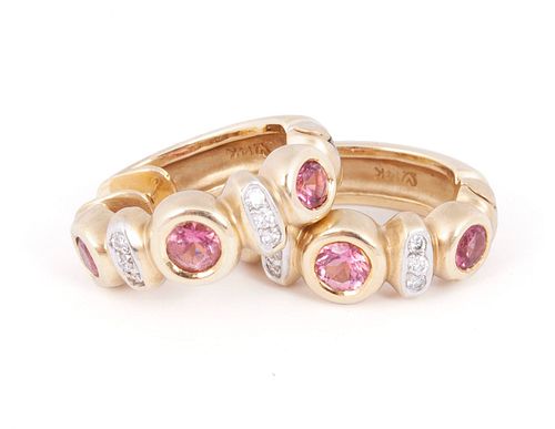 PAIR OF PINK TOURMALINE AND GOLD 370379