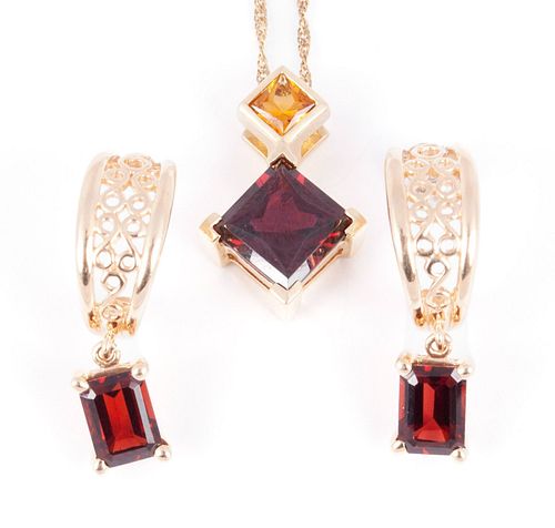 GARNET AND CITRINE NECKLACE AND 37037c