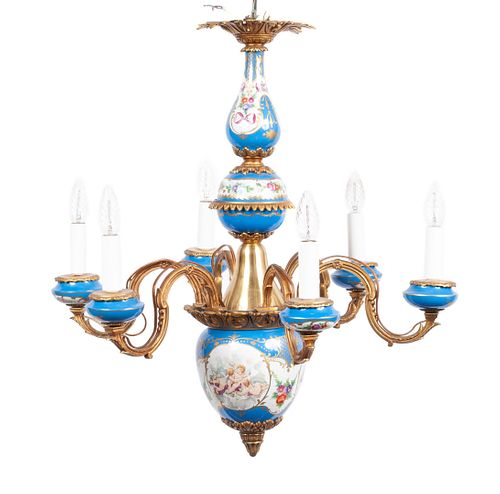 SEVRES STYLE SIX LIGHT CHANDELIERSEVRES 37038a