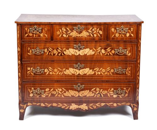 ELABORATE MARQUETRY CHEST OF DRAWERSELABORATE