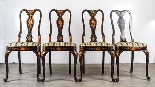FOUR QUEEN ANNE STYLE CHAIRS PAINTED 37047d
