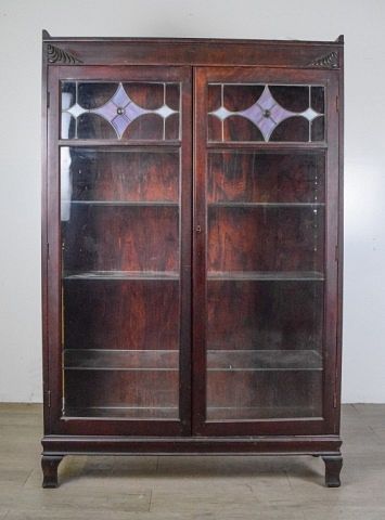 MAHOGANY GLASS DOOR CABINET BOOKSHELFMahogany