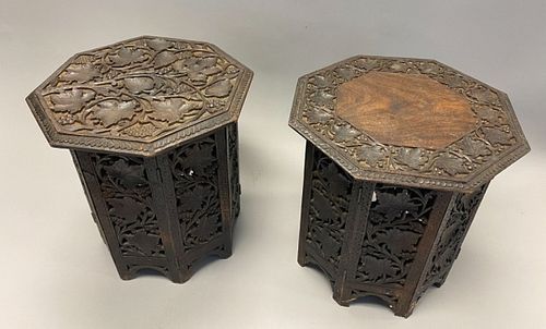 PAIR OF CARVED OCTAGONAL TABLESPair 370486