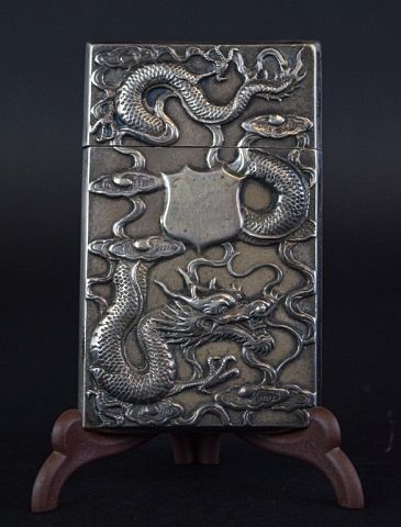 CHINESE EXPORT SILVER CARD CASEChinese