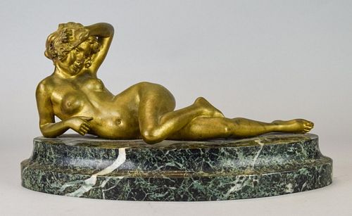 BRONZE NUDE ON MARBLE BASEBronze