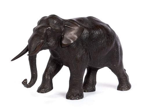 CHINESE BRONZE ELEPHANTLARGE MEIJI BRONZE