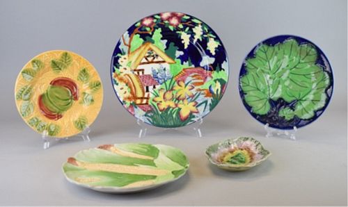 GROUPING OF MAJOLICA POTTERY5 pieces 37054d