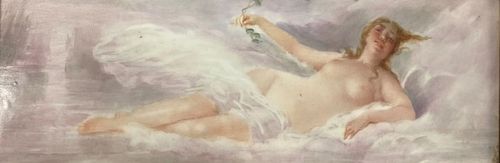 HAND PAINTED PORCELAIN PLAQUE RECLINING