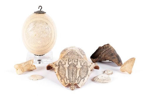 SCRIMSHAW SKULL AND OSTRITCH EGGSCRIMSHAW 3705ad