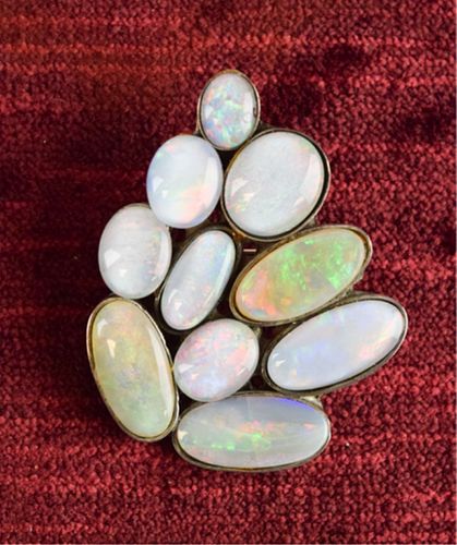 MODERNIST OPAL AND STERLING SILVER