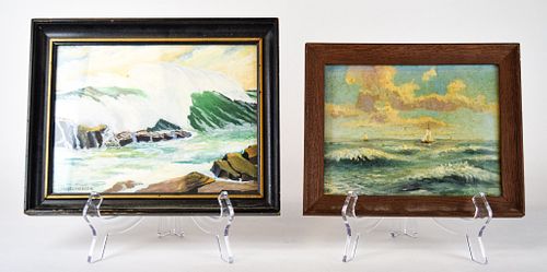 2 PIECE COASTAL ART GROUPINGOil on board