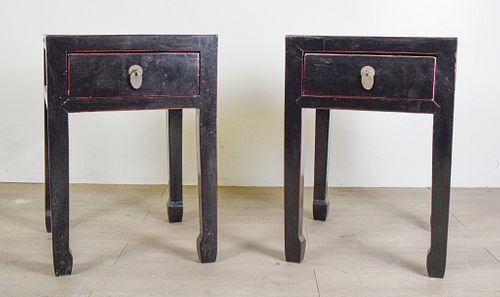 PAIR OF ASIAN STYLE BLACK-PAINTED