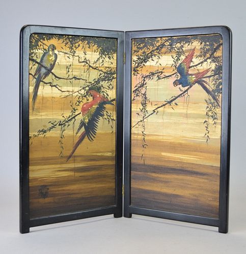 HAND PAINTED TABLE SCREEN2 panel 37065f