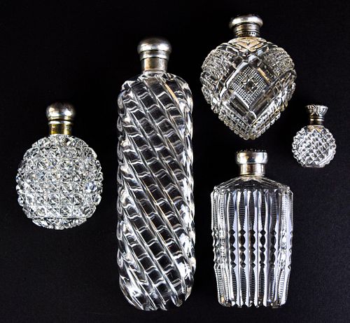 5 STERLING CUT GLASS PERFUMES4 37067e