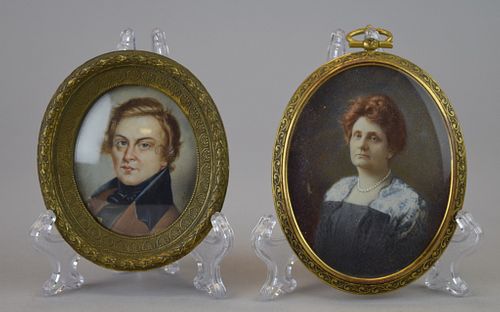 2 HAND PAINTED PORTRAIT MINIATURES2 3706a1