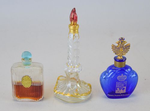 3 PERFUMES3 perfume bottles cobalt 3706bb