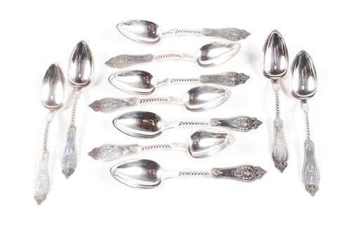 DUHME & CO. COIN SILVER TEASPOONS