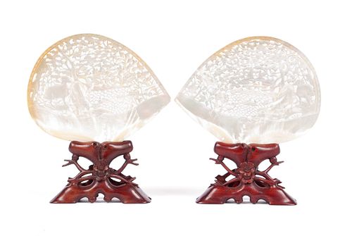 PAIR OF CHINESE MOTHER OF PEARL