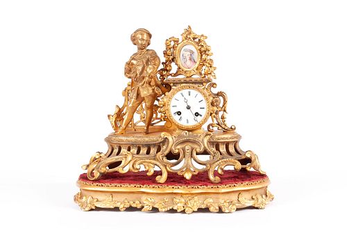 ROCOCO STYLE FIGURAL MANTEL CLOCK 3707cf