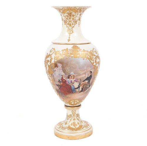 LARGE SEVRES STYLE PAINTED PORCELAIN