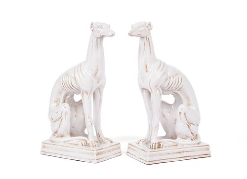 PAIR OF ITALIAN TERRACOTTA GREYHOUNDSPAIR