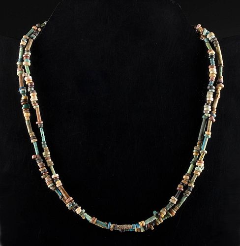 EGYPTIAN GLAZED FAIENCE BEAD NECKLACE  37087c