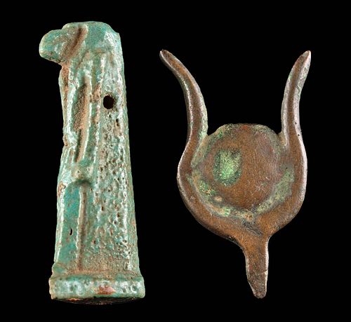 EGYPTIAN FAIENCE THOTH AMULET +