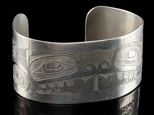 ALASKAN TLINGIT NICKEL BRASS CUFF 3708ab