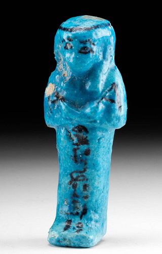 EGYPTIAN FAIENCE USHABTI W/ HIEROGLYPHSAncient